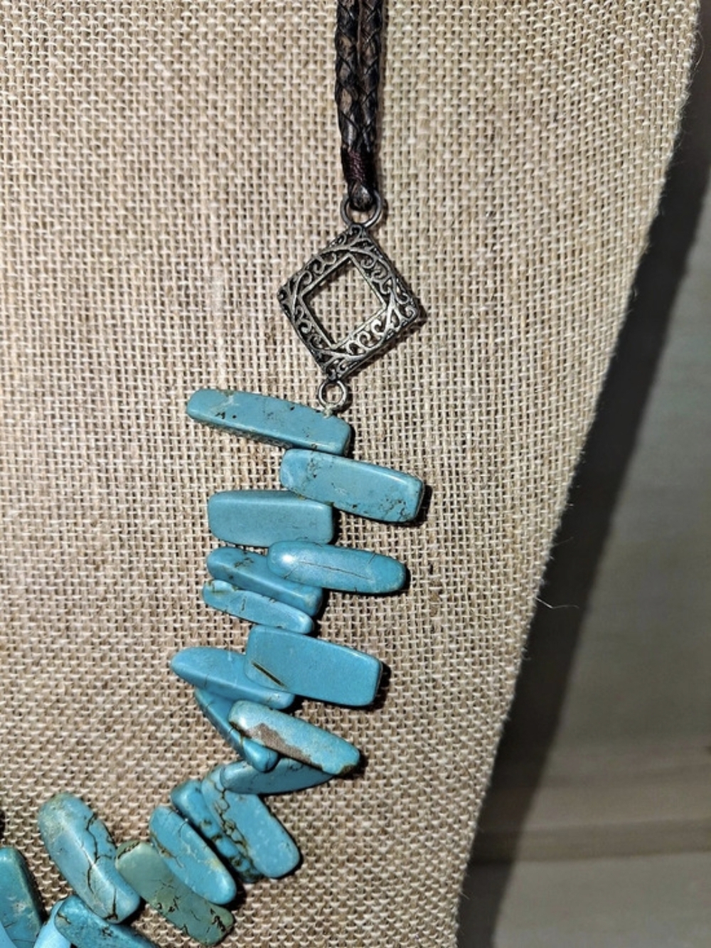 Turquoise Color Howlite Statement Necklace - Picture 3 of 4